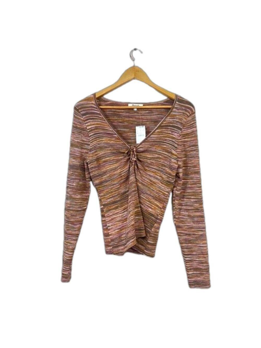 Madewell Space Dyed V Neck Cinched Sweater Stretch Size XL New